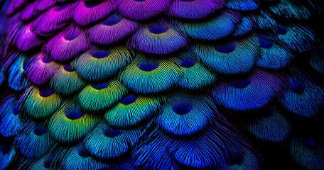 Obraz premium Vibrant Peacock Feather Texture Close-up 