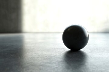 Black Sphere on Gray Surface with Abstract Background and Soft Lighting