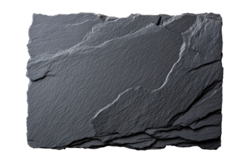 Square dark grey rock background with cracks and layers, cut out transparent