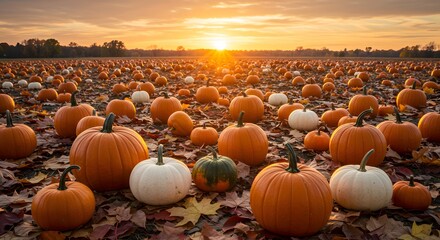 Pumpkins in Autumn Patch