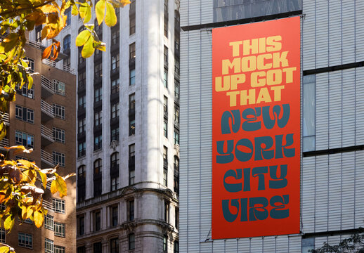 Urban Mockup Template Showcasing Advertisement Space in New York City