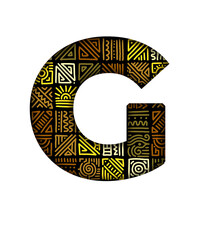 G Alphabet letter text typography african style textile abstract african pattern font transparent background
