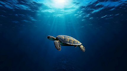 Fototapeta premium Pixelated Sea Turtle Underwater