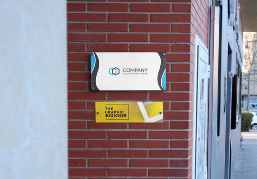Mockup of two Outdoor Office Information Panels With Customizable Design Area