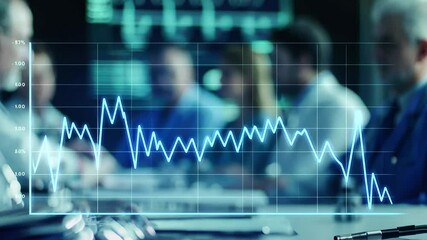Diverse group of doctors discussing medical data with cardiograph display in a modern conference room, cardiograph over diverse doctors talking - Powered by Adobe