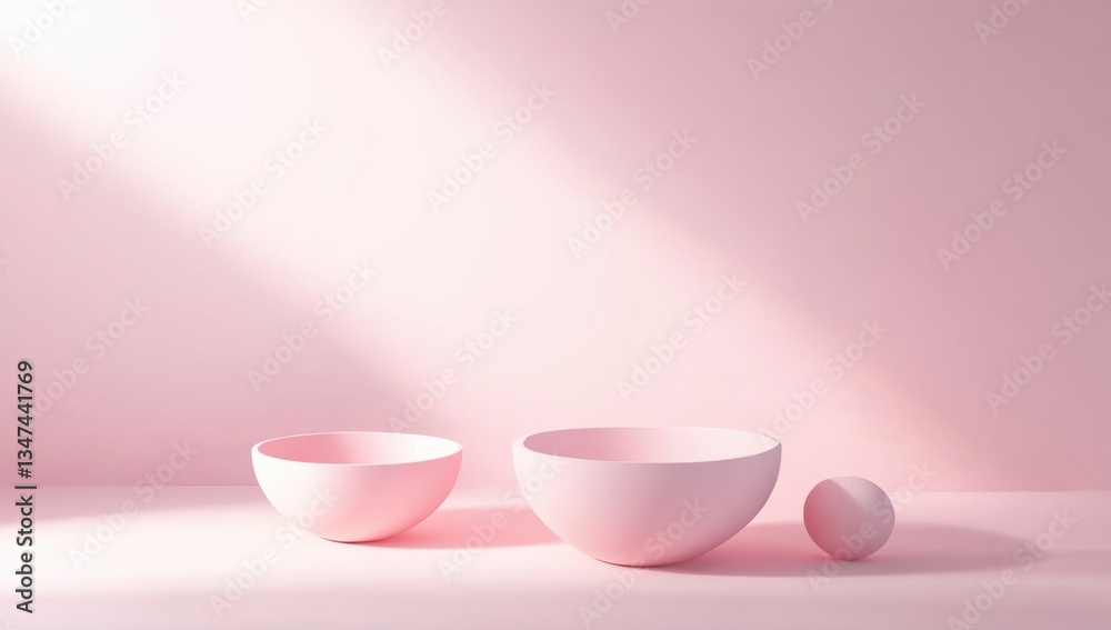 Poster minimalist plain pink background for product photography, with just one object as the highlight.