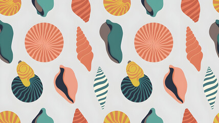 sea shells pattern background for sea and ocean-themed backgrounds, posters, and banner design concepts