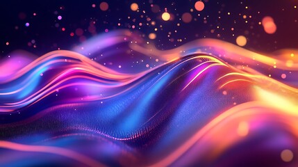 Obraz premium A rotating holographic logo with glitch effects, floating in a dark, futuristic environment