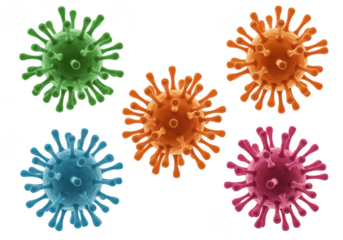 A virus particles floating separately isolate on transparent background