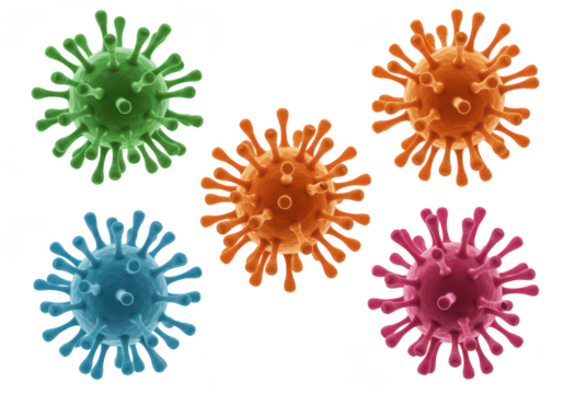 A virus particles floating separately isolate on transparent background