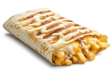 A tasty french taco on a white background