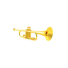 Obraz premium Gold classical trumpet on white background. Trendy fashion style. Minimal design art. 3d illustration. Generative AI