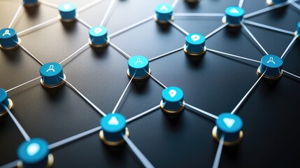 Abstract network connections, digital communication, interconnected nodes. Possible use stock photo for technology, business, or internet concepts