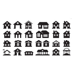 Fototapeta premium Collection of house silhouettes in black and white for real estate and home design