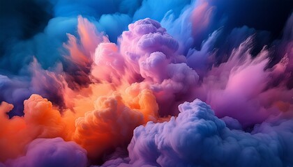 a vibrant explosion of colorful clouds blending shades of purple blue and orange creating a dynamic and dramatic visual effect
