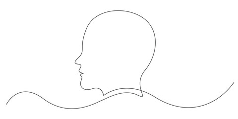 human head vector illustration in one continuous line drawing.one line drawing of human head.single line isolated on white background