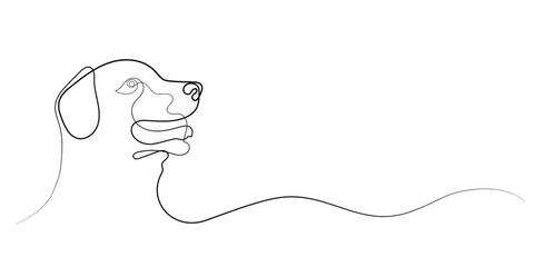continuous line of dog face.one line drawing of dog head.single line vector illustration.isolated on white background