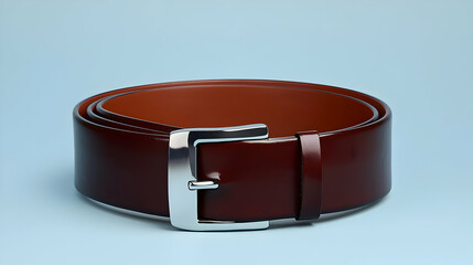 Brown Leather Belt With Metal Buckle