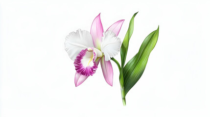 Pink And White Orchid Isolated On White Background