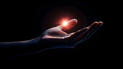 Glowing Hand Holding Light