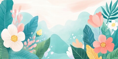 Fototapeta premium Summer landscape banner