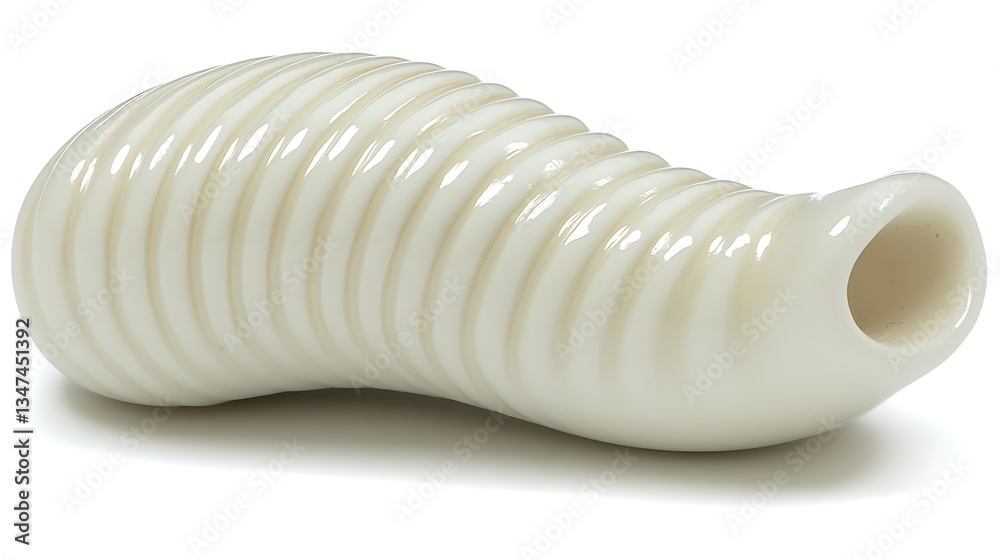 Poster Glossy ivory curved structure with segmented texture and open end design
