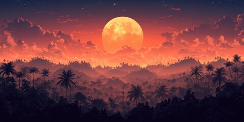 Summer landscape banner