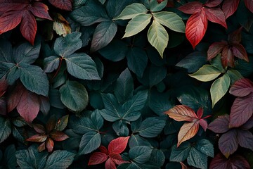 Close Up of Colorful Autumn Leaves Displaying Seasonal Changes and Textures