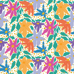 Obraz premium Abstract bold maximalist style seamless floral pattern