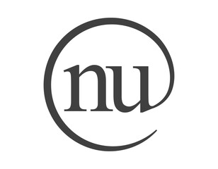 NU logo from two letter with circle shape email sign style. N and U round logotype of business company