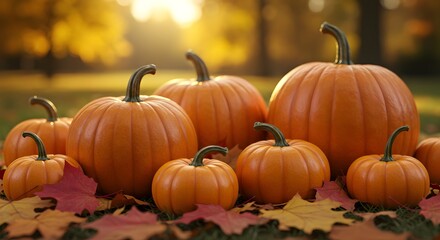 Pumpkin Patch with Blue Sky