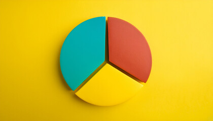 Top view pie chart with 3 segments, perfect for visual data representation and infographic use.