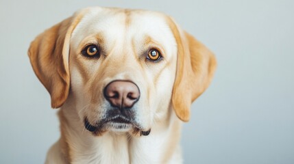 National Pet Day, Adorable Yellow Labrador Retriever Dog Portrait Close Up Friendly Canine Pet Animal