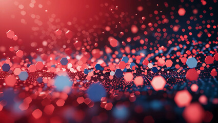 Red background with a notion of hexagons. visualisation of big data.  vector drawing
