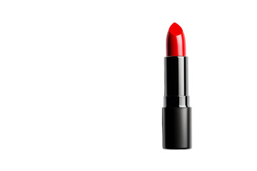 Obraz premium Bright red lipstick tube isolated against a black background, cut out transparent