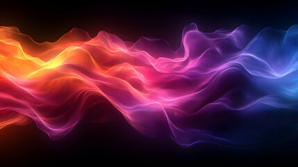 Fototapeta premium Abstract glowing wave lines in vibrant neon shades smoothly flowing across a black background, creating a futuristic energy effect