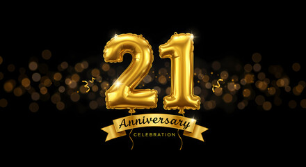 21st Birthday Golden Balloons Sparkle