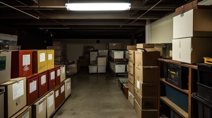 Obraz premium Storage Room with Boxes