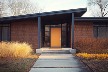 High-Contrast Modern House Entry, Geometric Design