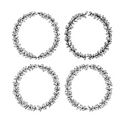 Set of round frames with flowers