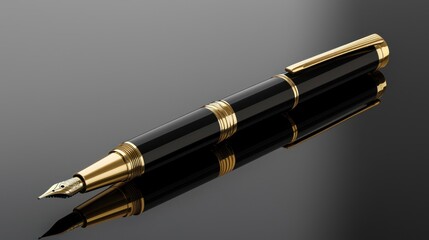 Elegant Black and Gold Fountain Pen