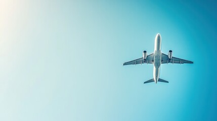 Fototapeta premium Airplane Taking Off Against a Blue Sky