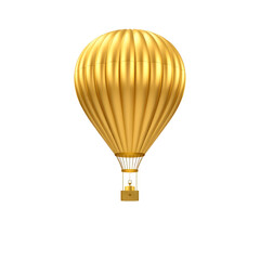 Gold hot air balloon isolated on white background. Minimal design art. 3d illustration. Generative AI