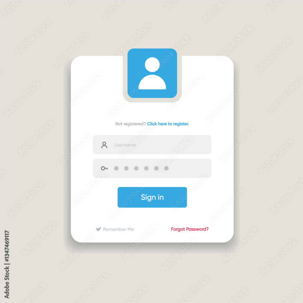 Fototapete Set of Sign Up and Sign In forms. Registration and login forms page. Professional and User-friendly web and UI UX design elements. Modern Sign in and Register page. Username, email and password.