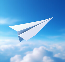 Paper plane in the blue sky 
