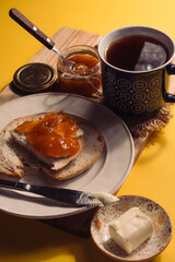 sandwiches with apricot jam and butter