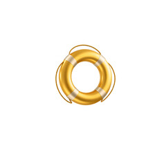 Gold lifebuoy isolated on white background. Minimal design art. 3d illustration. Generative AI