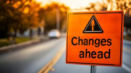 Blurred Background Emphasizes Change Ahead Message