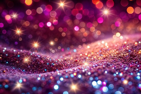 Sparkling glitter with purple pink bokeh and dreamy diamond texture background