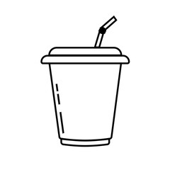 Outline illustration of a drink cup with a straw